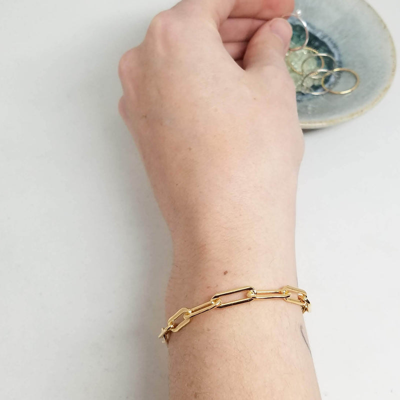 Thick chain link bracelet - paperclip bracelet