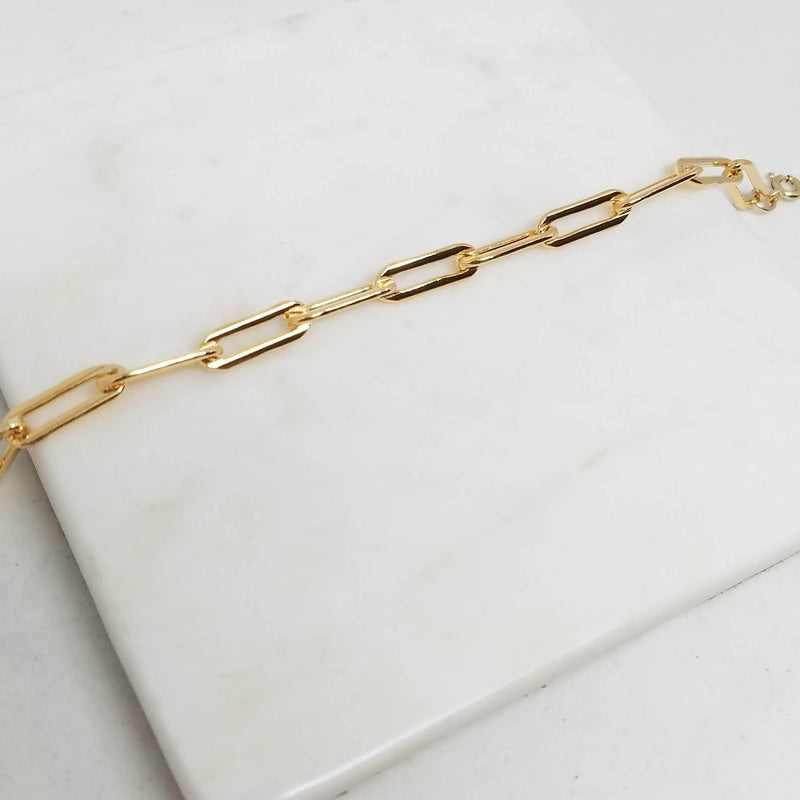 Thick chain link bracelet - paperclip bracelet